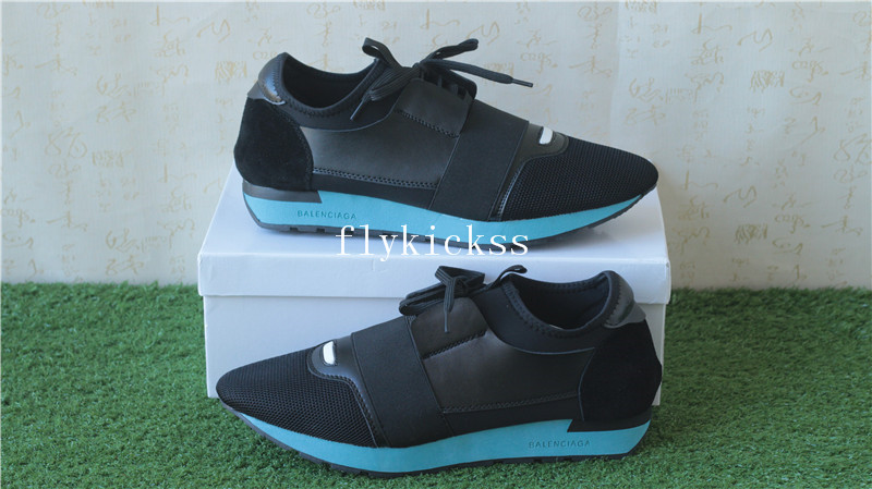 Balenciaga Race Runner Trainers Black Blue